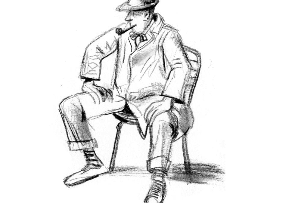 Tati, « Mon oncle » assis – croquis