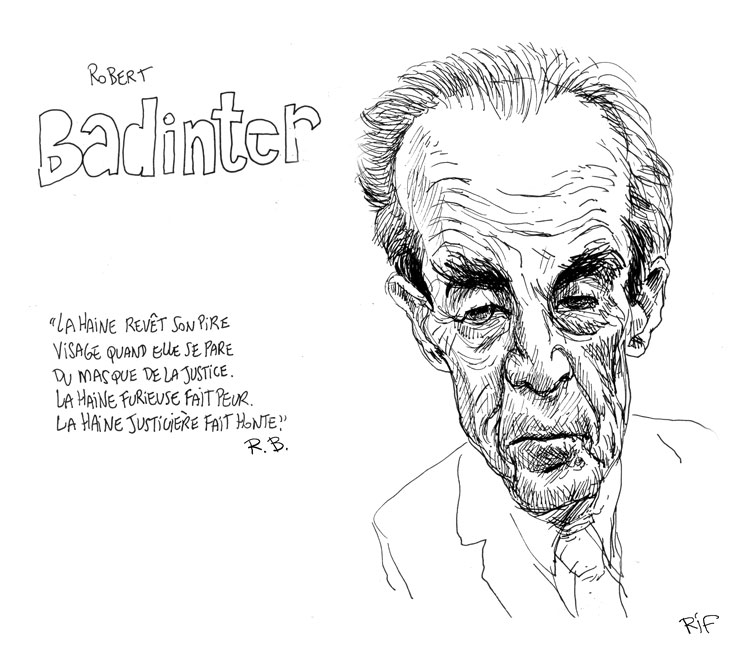 Portrait au stylo de Robert Badinter
