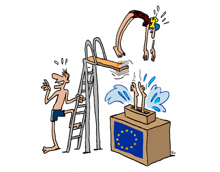 the young european voters of the future  Cartoon of Vincent Rif