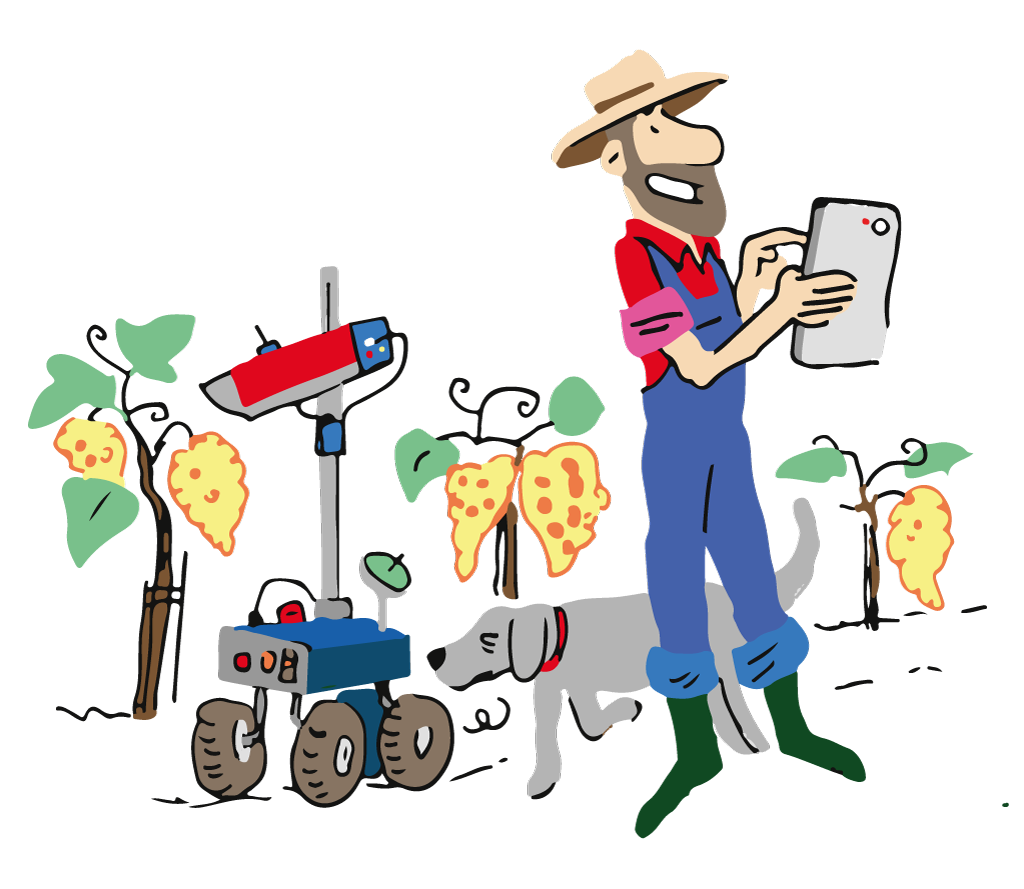 Nouvelles technologies au service de l'agriculture. Illustration de Vincent Rif en Adobe Illustrator.