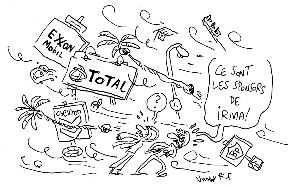 Dessin d'humeur sur l'ouragan Irma et le changement climatique