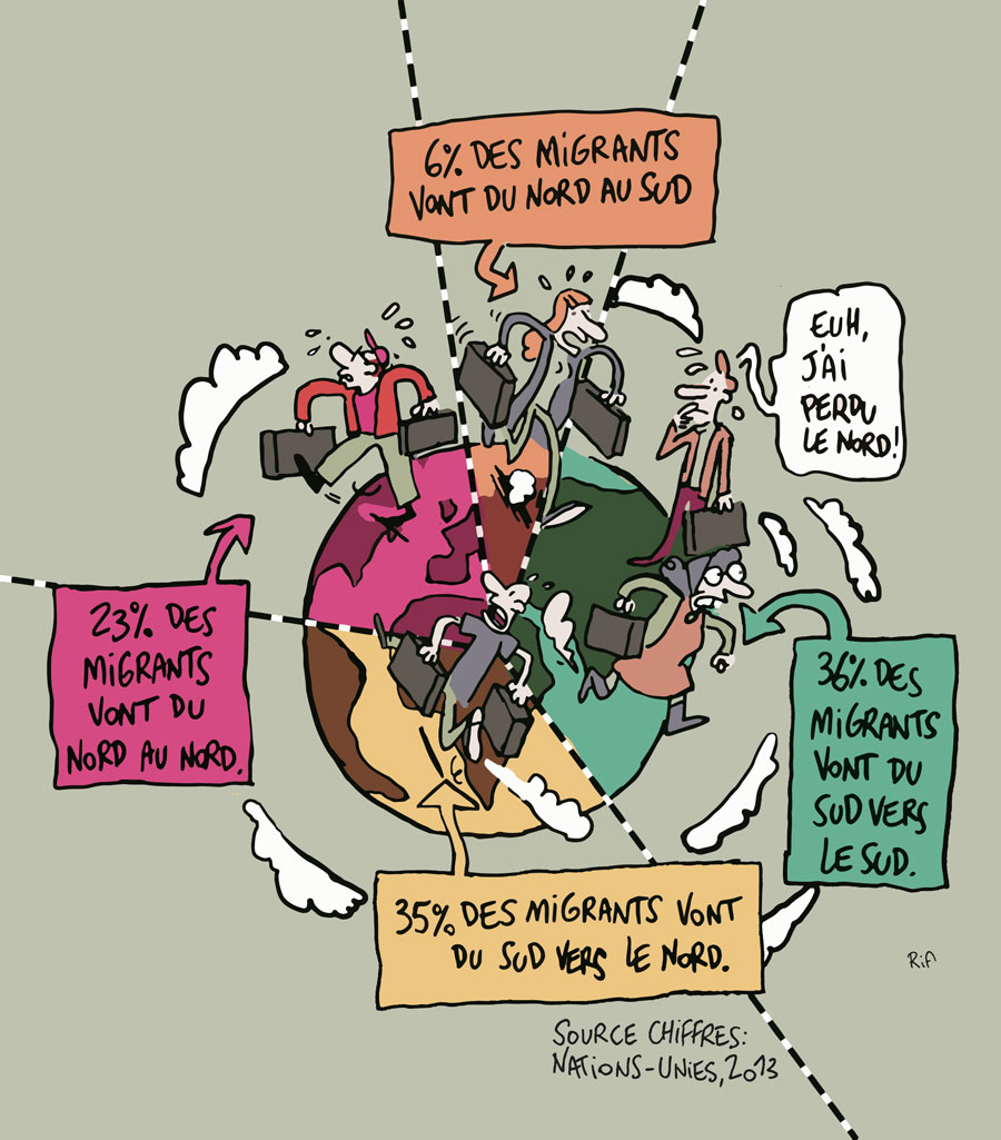 illustration pour une brochure sur les migrants