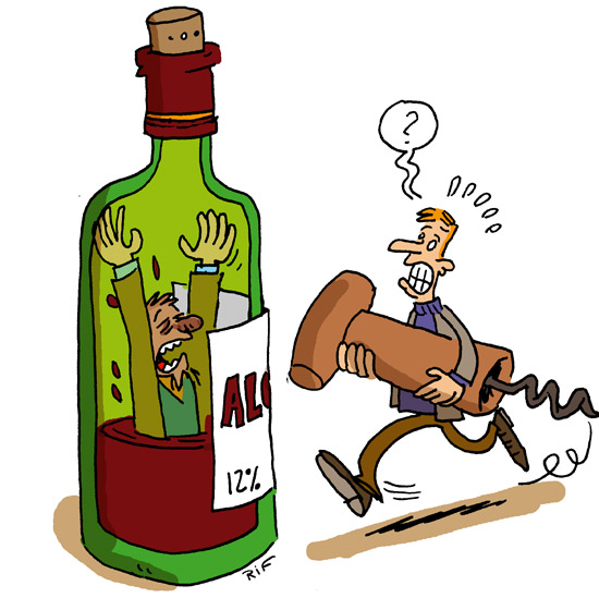 Illustration sur l'alcoolisme sur la santé pour le bimensuel En Marche.