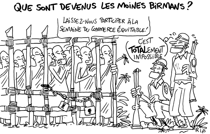 Moines birmans. Dessin paru dans "L'Echo".