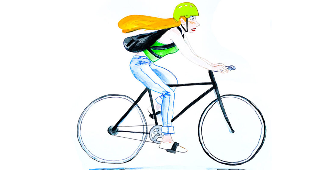 vente de portrait de cycliste à l'aquarelle