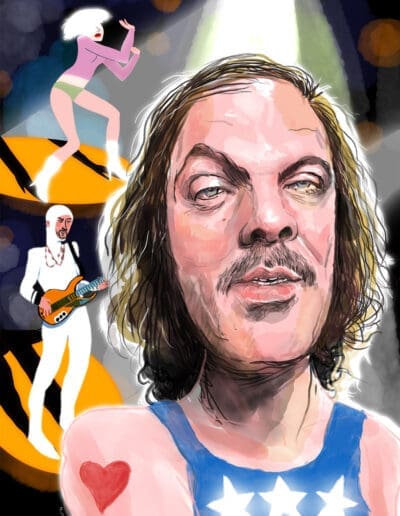Philippe Katerine, portrait du chanteur et comédien par Vincent Rif. Dessin sur iPad pour l'expo " Music Graphics 2", en mars '24.