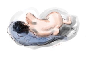 Croquis d'après modèle vivant féminin