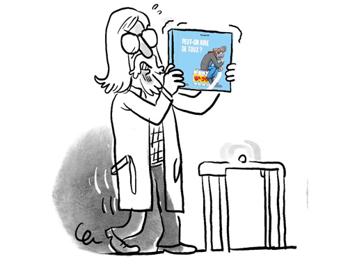 Professeur raoult et le livre de bd Peut-on rire de toux ?