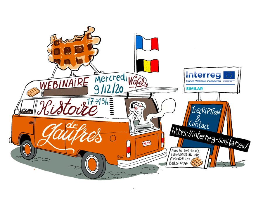 visuel de promotion d'un webinaire franco-belge avec un foodtruck vintage