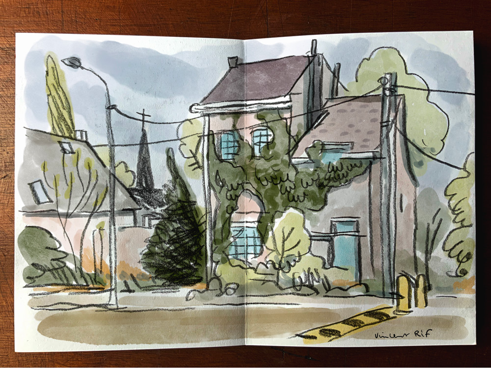 sketchbook-watercolor abandoned houses à doel, belgique, belgium photo super héros