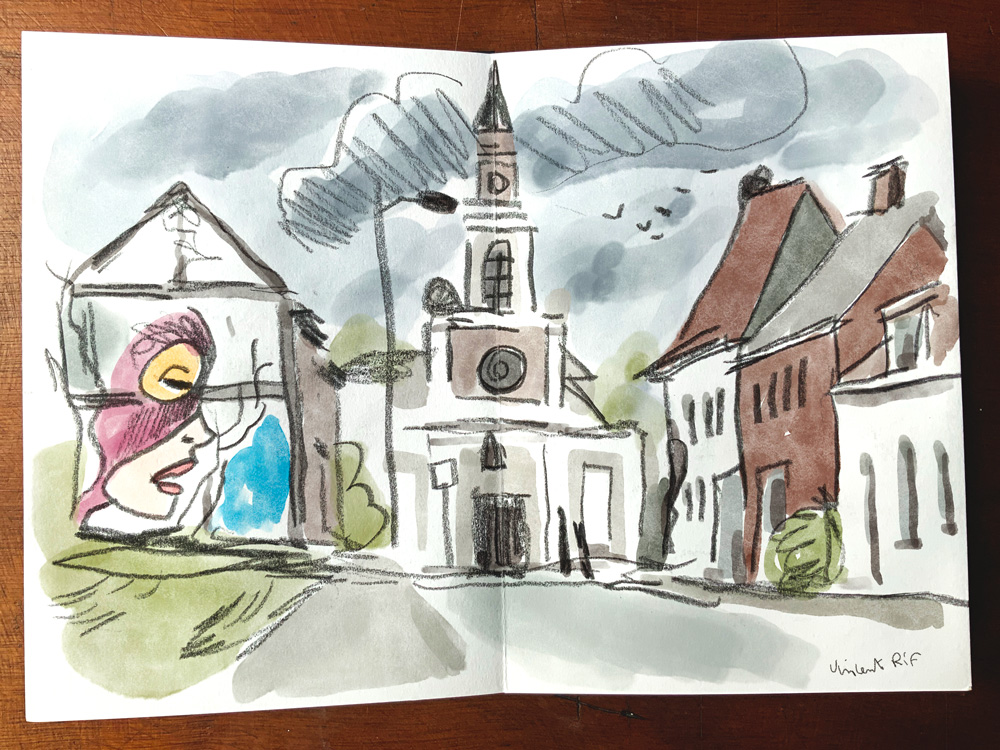 sketchbook-watercolor abandoned houses à doel, belgique, belgium
