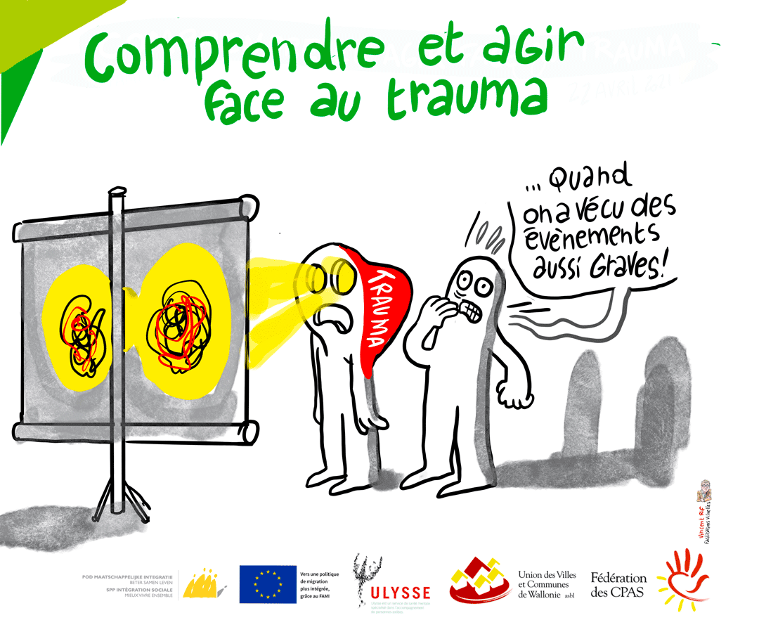 image extraite d'une facilitation visuelle lors d'une formation intititulée "comprendre et agir face au trauma"