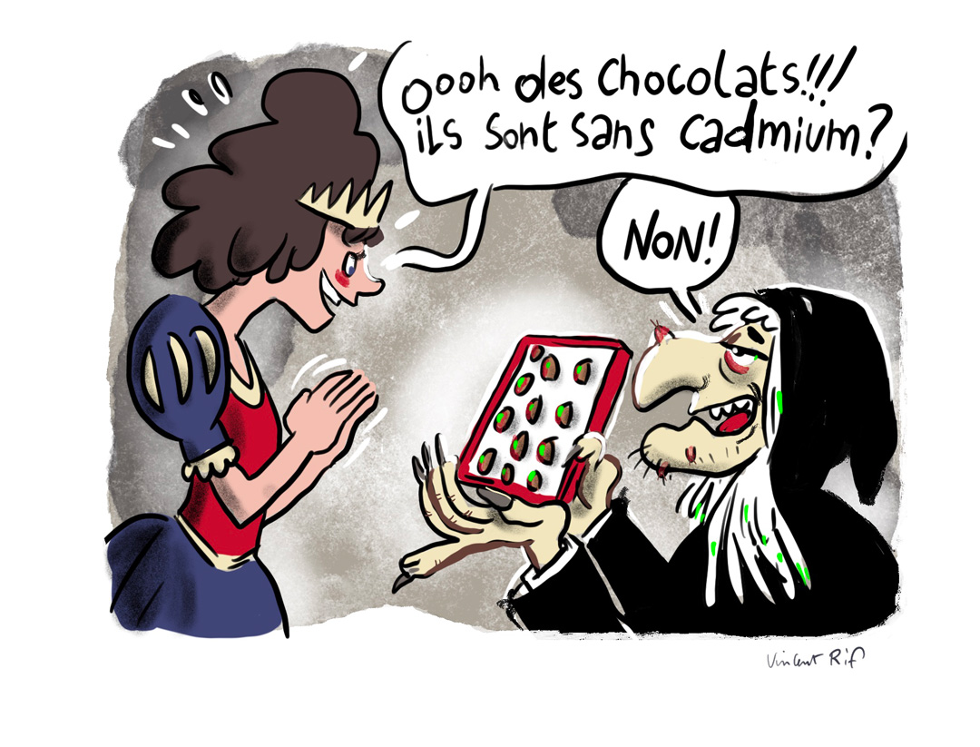 Blanche Neige, la sorcière et les chocolats au cadmium