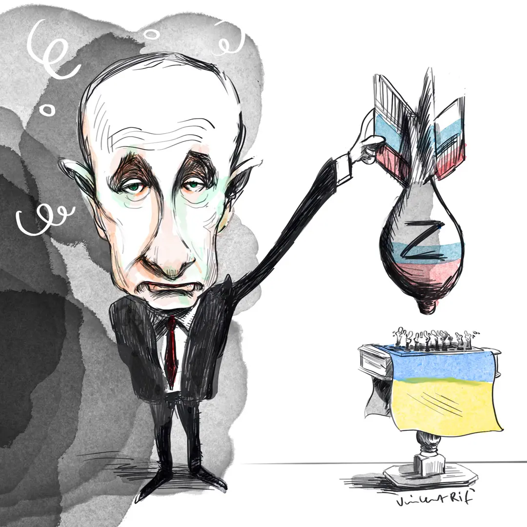 Caricature de Vladimir Poutine dans le contexte de l'invasion de l'Ukraine par l'armée russe
