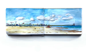 aquarelles faits lors d'un court séjour à Dunkerque et à la plage de Malo-Les-Bains, août 2022