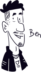Ben, exemple de caricatures en trois minutes par Vincent Rif. Réalisées sur iPad avec Procreate.