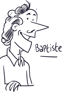 Baptiste, Exemple de caricatures en trois minutes par Vincent Rif. Réalisées sur iPad avec Procreate.