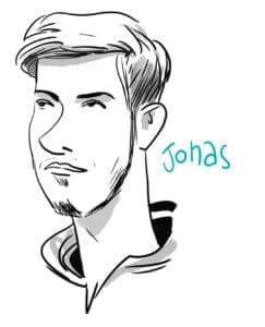 Jonas, Portrait caricature rapide par vincent Rif