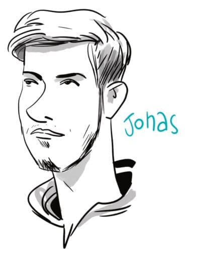 Jonas, Portrait caricature rapide par vincent Rif