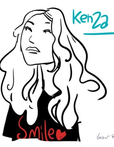 KenzaPortrait caricature rapide par vincent Rif