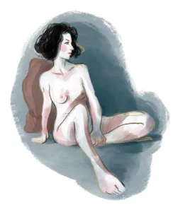 dessin d'après modele vivant assise sur iPad