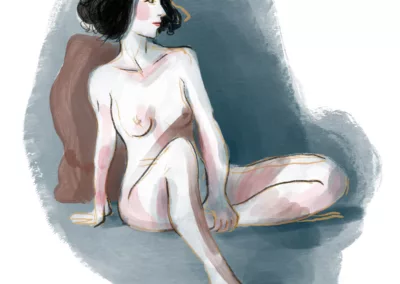 dessin d'après modele vivant assise sur iPad