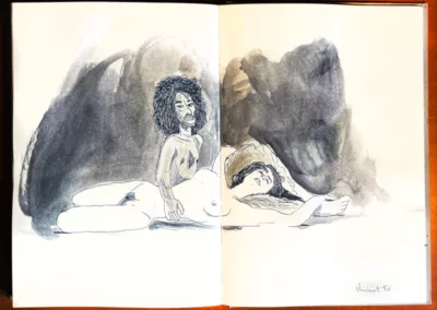 Dessin d'apres modele vivant - encres et aquarelles