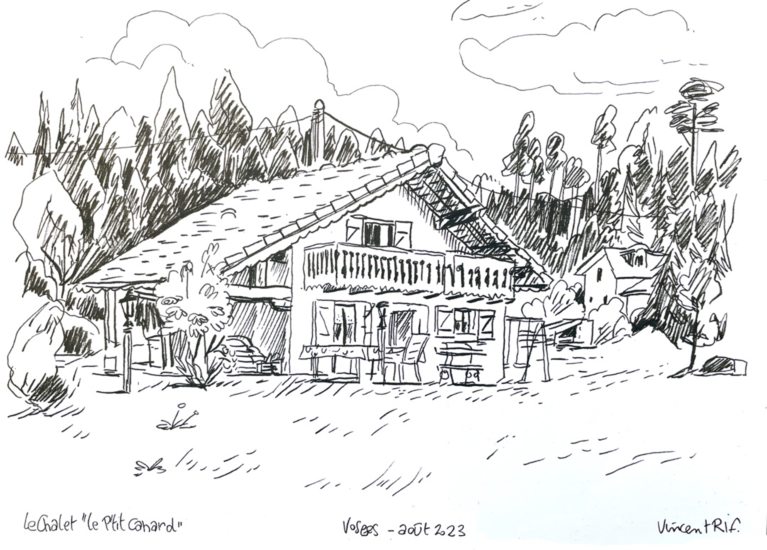 Extrait d'un carnet de voyage et de croquis dans les Vosges - le chalet