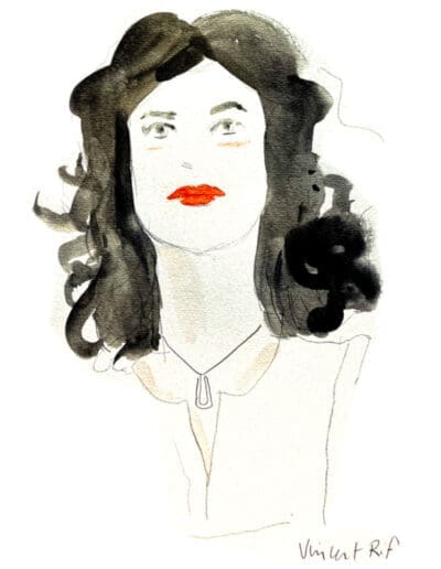 portrait de Sophia. Crayon et aquarelle. Par Vincent Rif