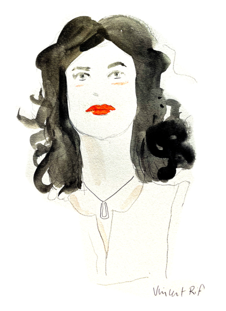portrait de Sophia. Crayon et aquarelle. Par Vincent Rif