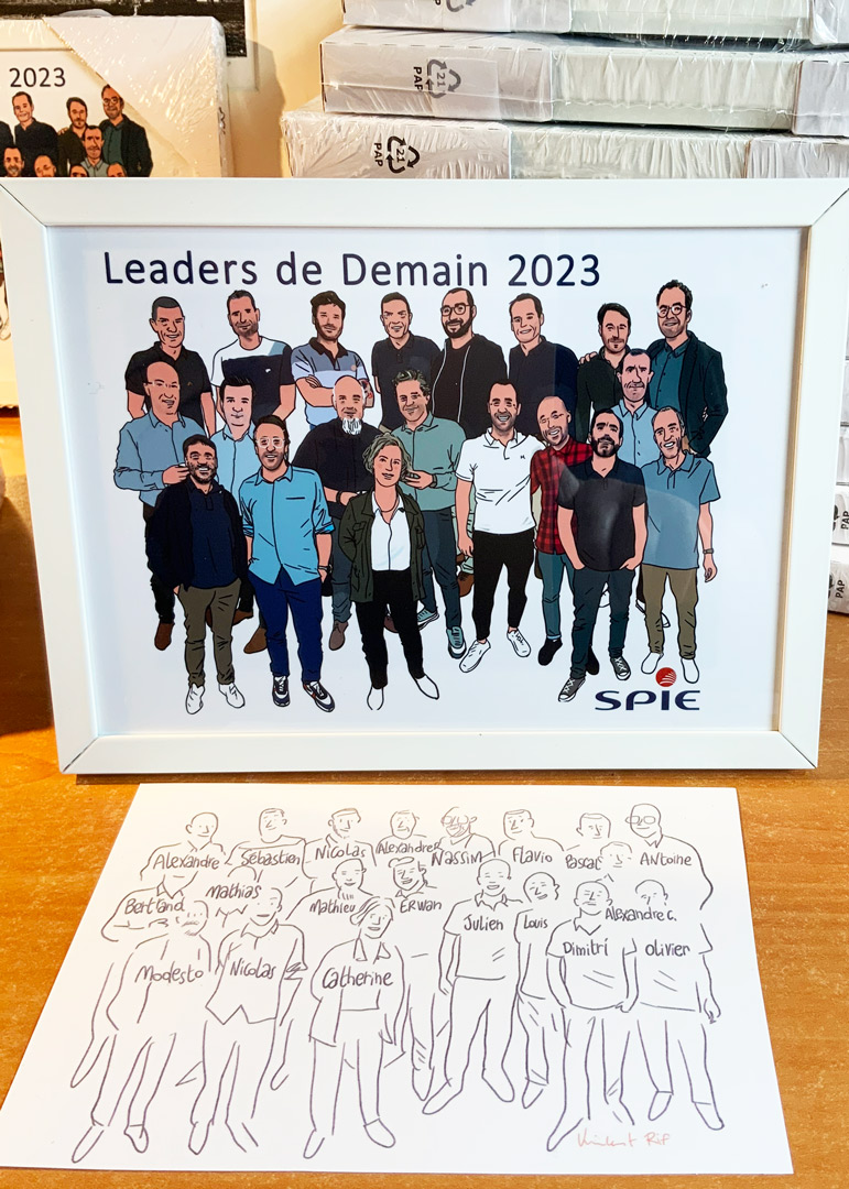 Portrait dessiné d'équipe