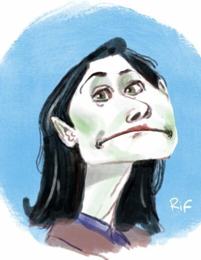 Caricature d'Amélie Oudéa-Castéra par Vincent Rif. portrait