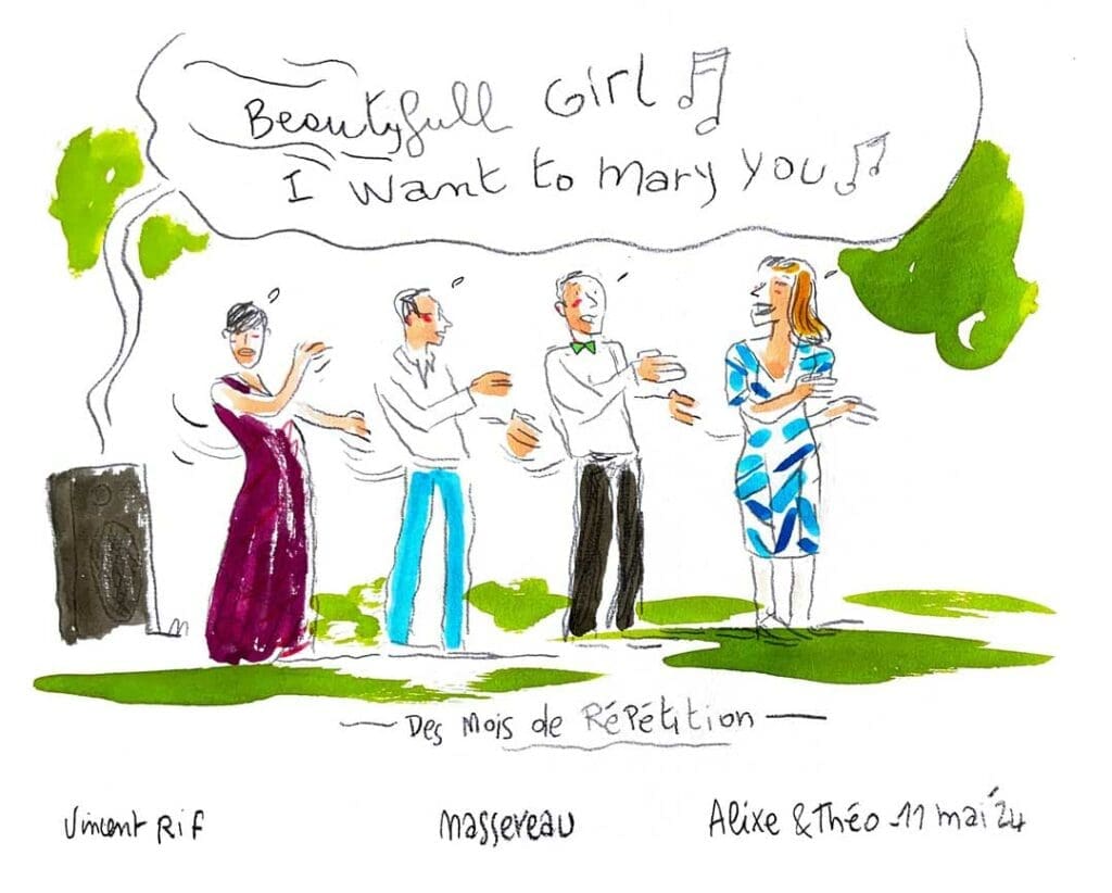 Dessin du mariage de Alixe et théo par dessinateur de mariage