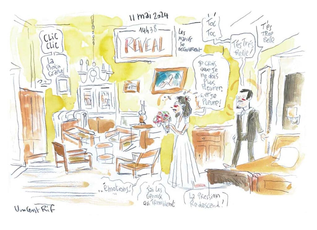 Dessin du mariage de Alixe et théo par dessinateur de mariage