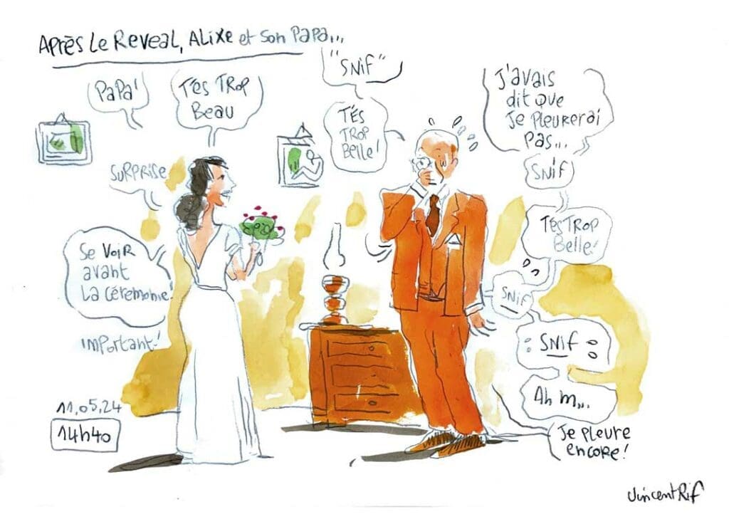 Dessin du mariage de Alixe et théo par dessinateur de mariage