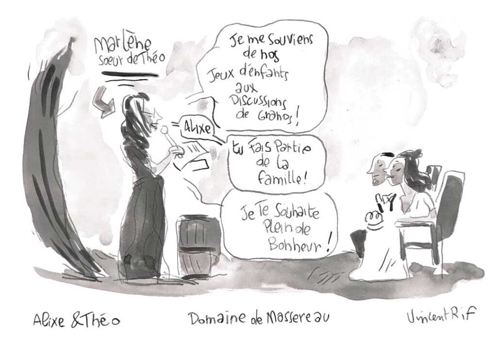 Dessin du mariage de Alixe et théo par dessinateur de mariage