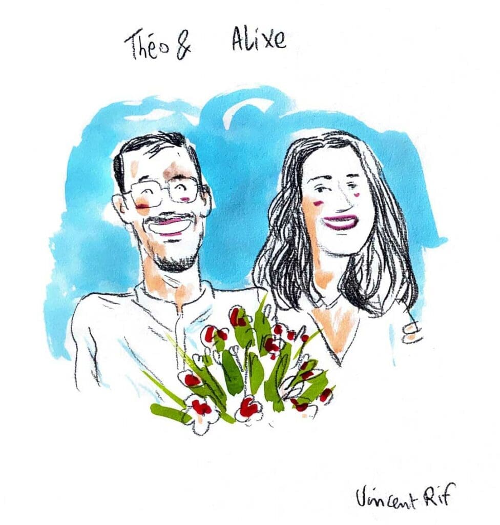 Dessin du mariage de Alixe et théo par dessinateur de mariage