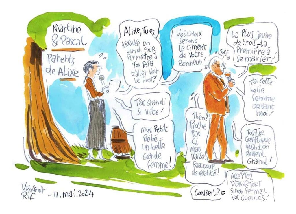 Dessin du mariage de Alixe et théo par dessinateur de mariage