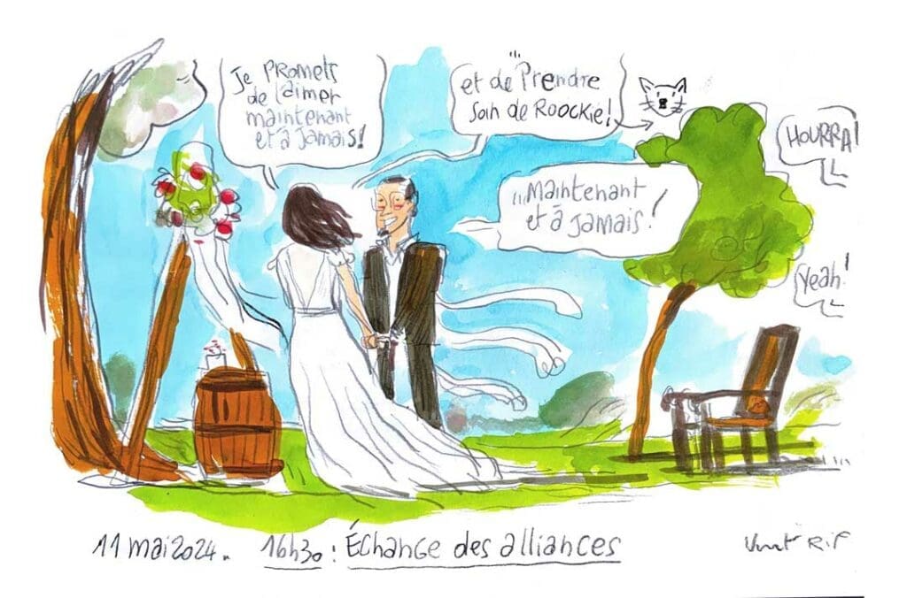 Dessin du mariage de Alixe et théo par dessinateur de mariage