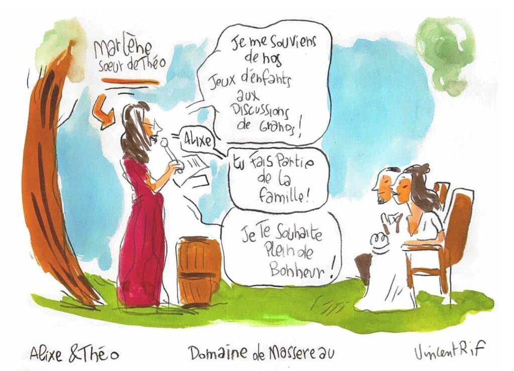Dessin du mariage de Alixe et théo par dessinateur de mariage