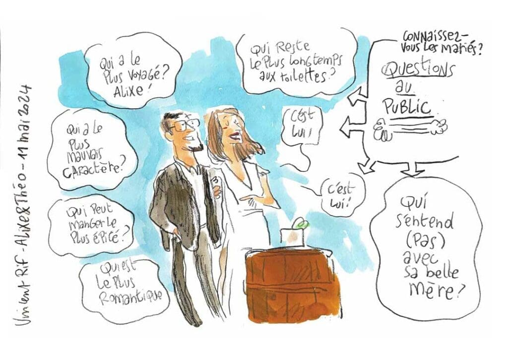 Dessin du mariage de Alixe et théo par dessinateur de mariage