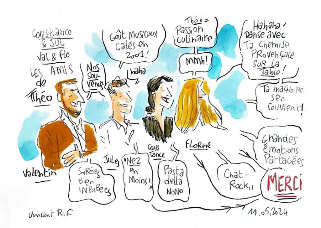 Dessin du mariage de Alixe et théo par dessinateur de mariage