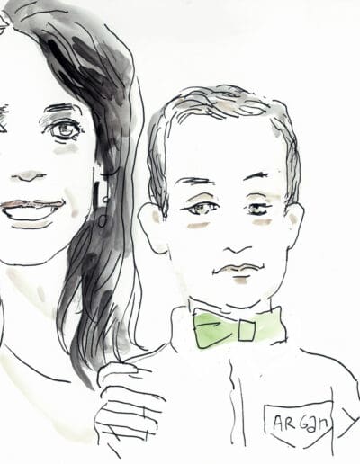 Dessin d'un mariage à La Rochelle (Charente-Maritime). portrait d'un enfant, Argan