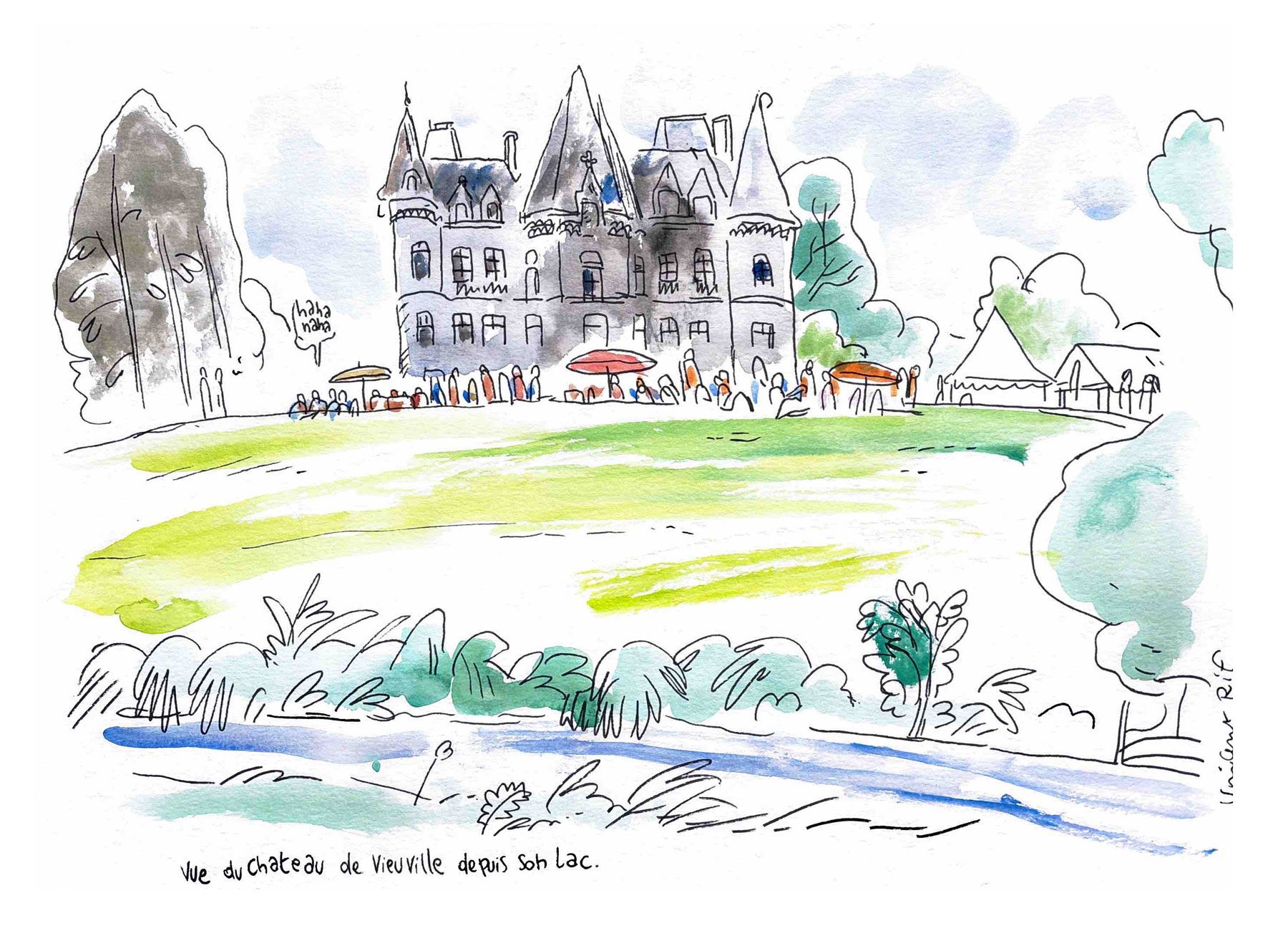 Croquis d'invités d'un mariage au chateau Rasque