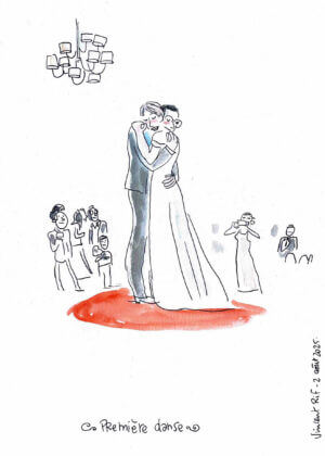 dessin de mariage - première danse chateau de vieuville