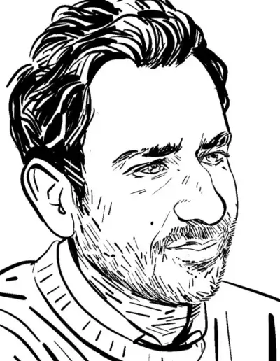 Portrait dessiné de Marius Gilbert, un des podcasteurs scientifique de l'ULB Vincent Rif
