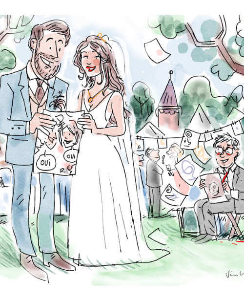 dessin du dessinateur et portraitiste de mariage Vincent Rif
