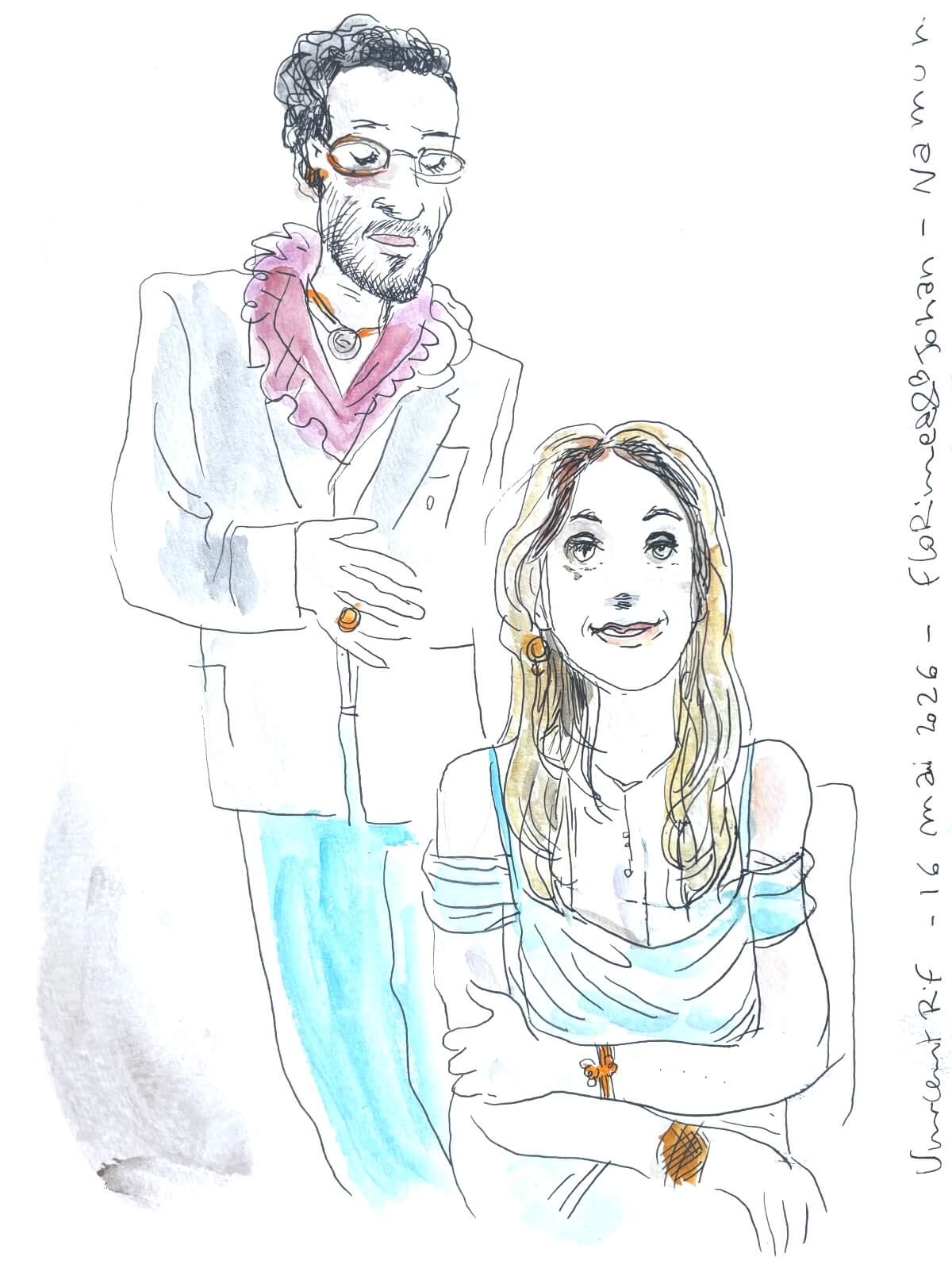Couple-impro Dessin fait au mariage de Florine et Johan