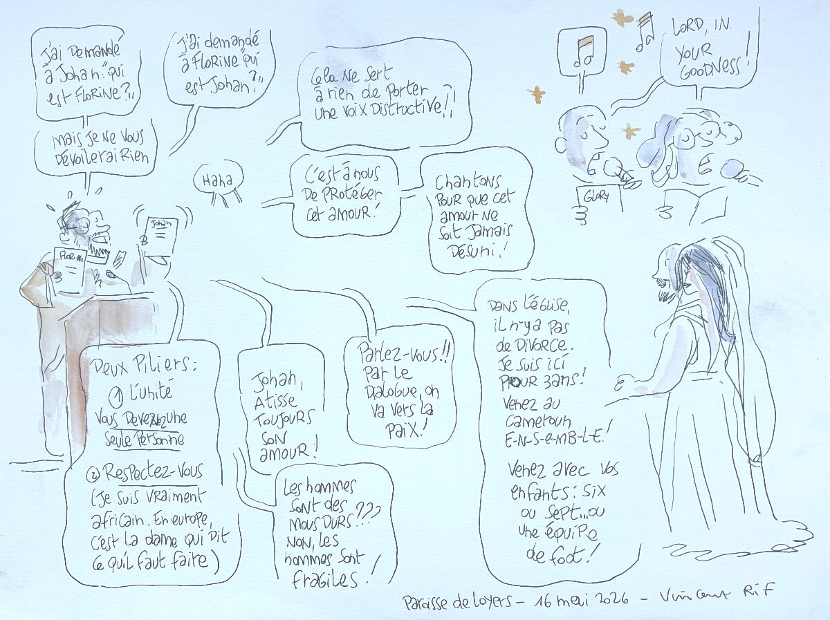 Discours-du-curé Dessin fait au mariage de Florine et Johan
