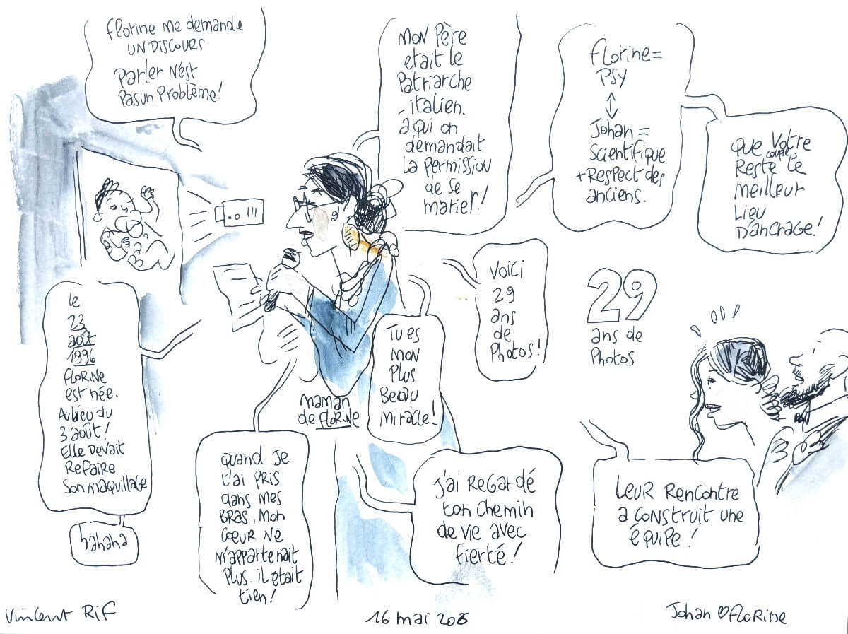 Discours_Maman_Florine Dessin fait au mariage de Florine et Johan
